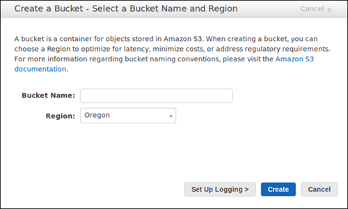 redshift parquet - create bucket dialog box | Hevo Data
